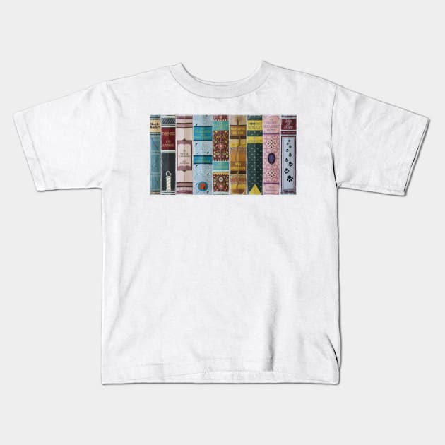 Wes Anderson Book Collection Kids T-Shirt by JordanBoltonDesign